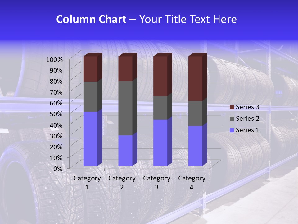 A Bunch Of Tires That Are On A Rack PowerPoint Template