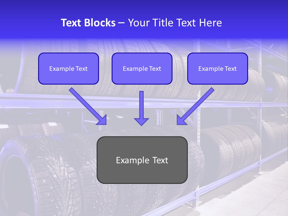 A Bunch Of Tires That Are On A Rack PowerPoint Template