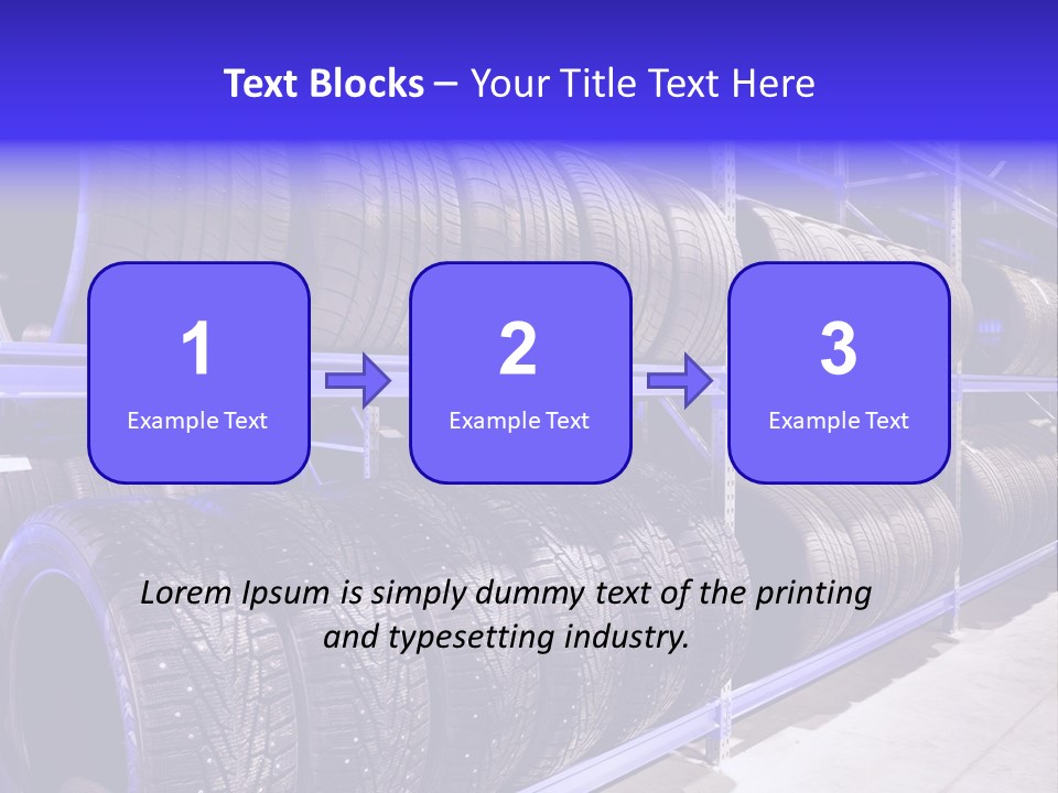 A Bunch Of Tires That Are On A Rack PowerPoint Template