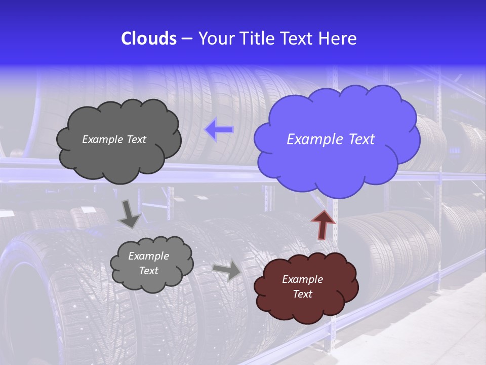 A Bunch Of Tires That Are On A Rack PowerPoint Template