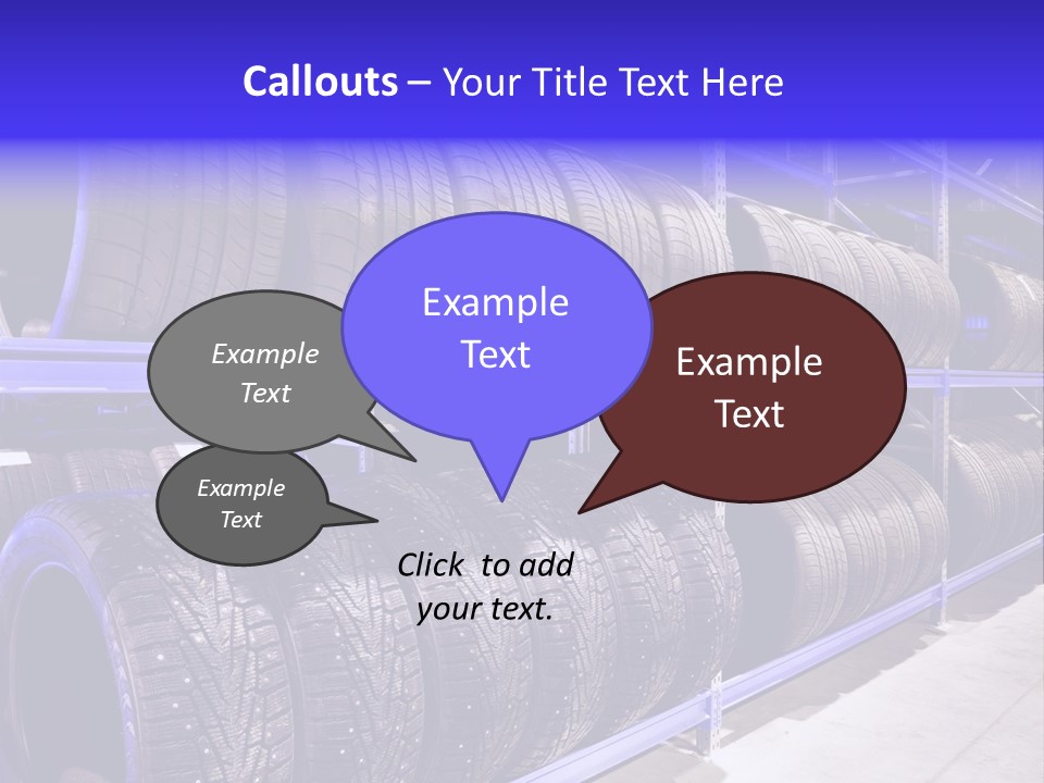 A Bunch Of Tires That Are On A Rack PowerPoint Template