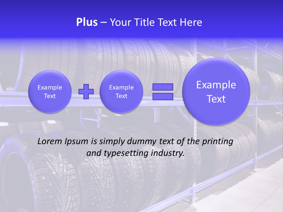 A Bunch Of Tires That Are On A Rack PowerPoint Template