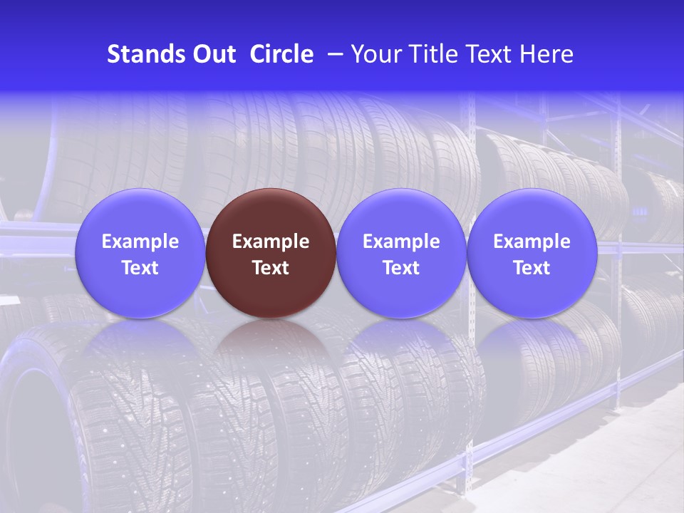 A Bunch Of Tires That Are On A Rack PowerPoint Template