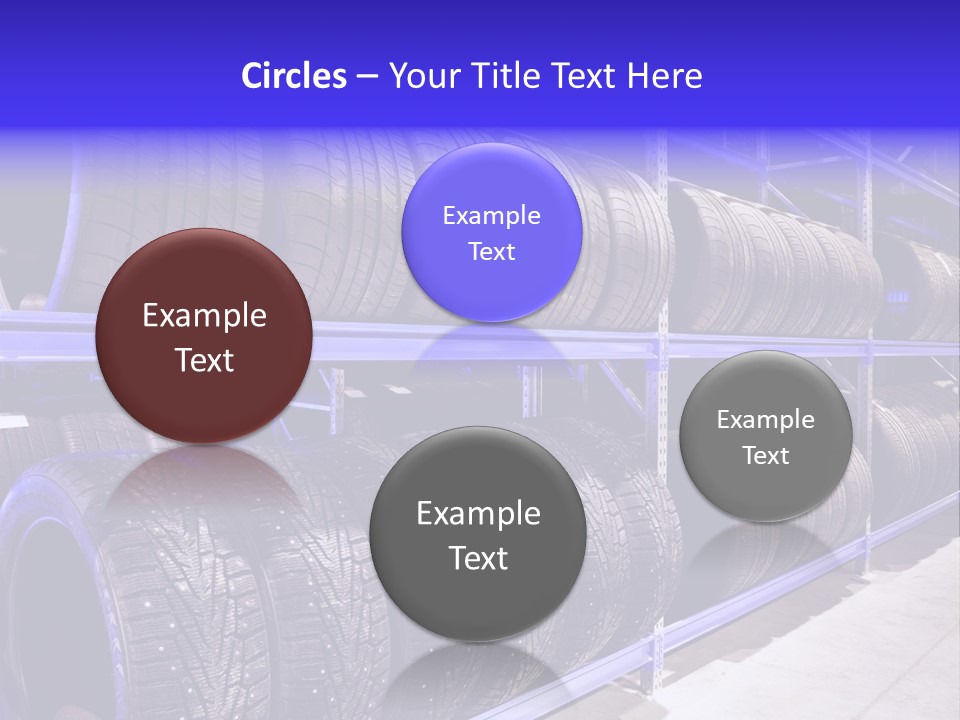 A Bunch Of Tires That Are On A Rack PowerPoint Template