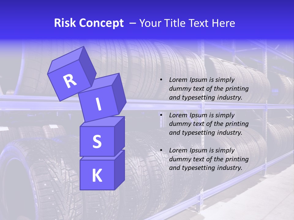 A Bunch Of Tires That Are On A Rack PowerPoint Template