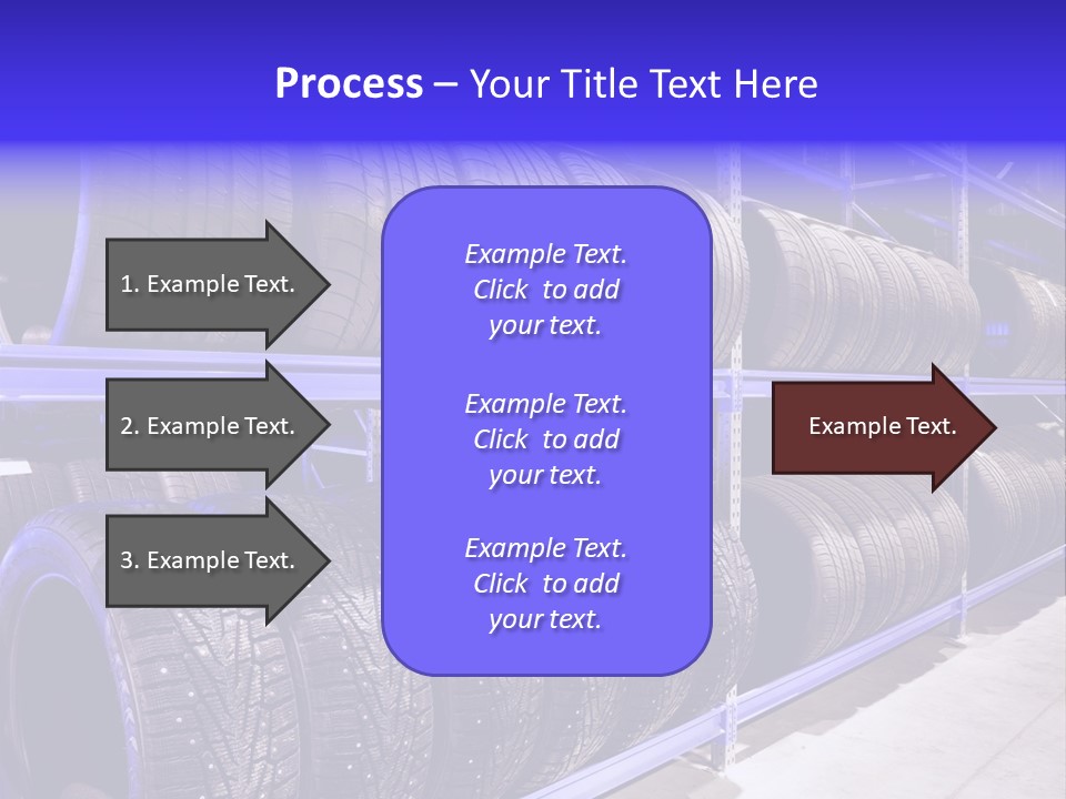A Bunch Of Tires That Are On A Rack PowerPoint Template