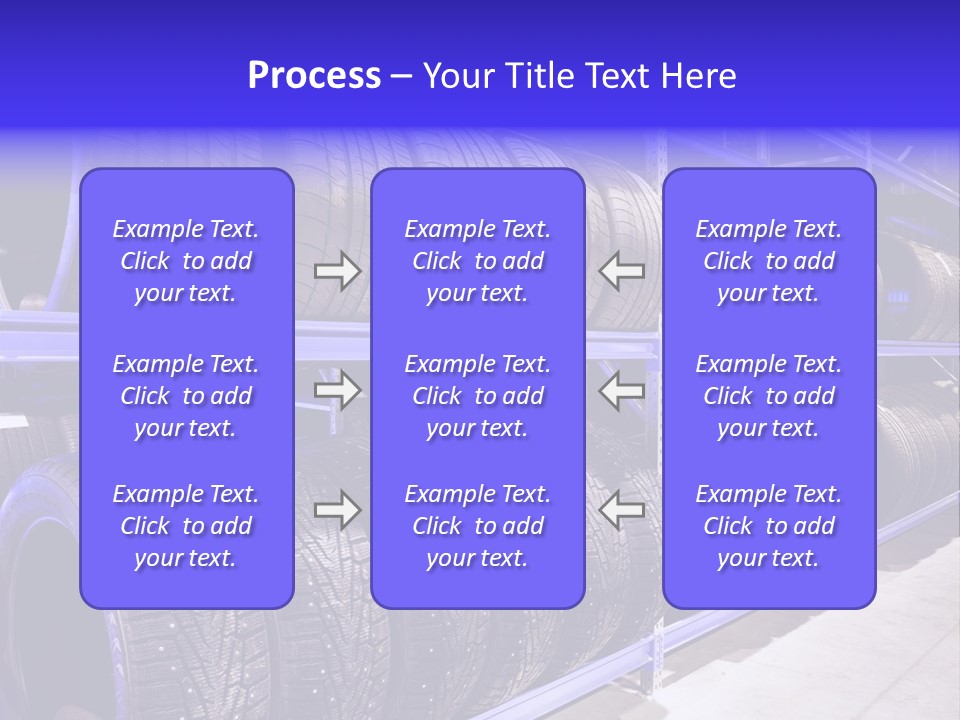 A Bunch Of Tires That Are On A Rack PowerPoint Template