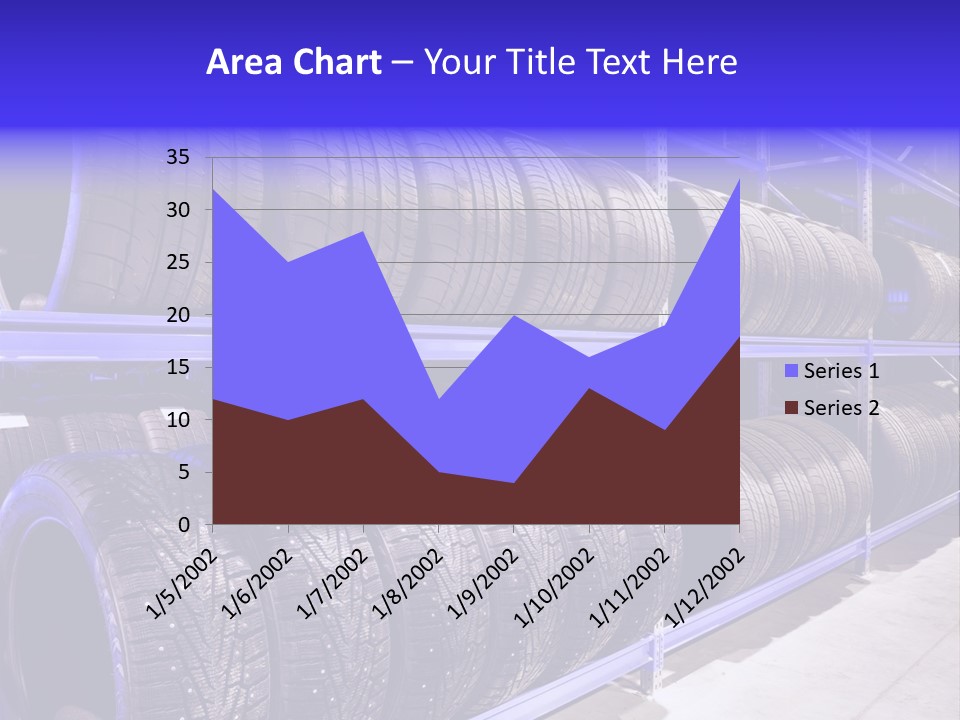 A Bunch Of Tires That Are On A Rack PowerPoint Template