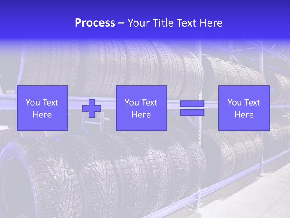 A Bunch Of Tires That Are On A Rack PowerPoint Template