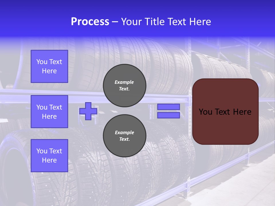 A Bunch Of Tires That Are On A Rack PowerPoint Template