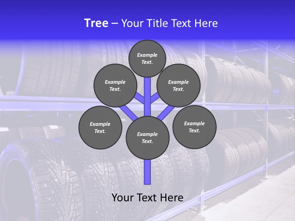 A Bunch Of Tires That Are On A Rack PowerPoint Template