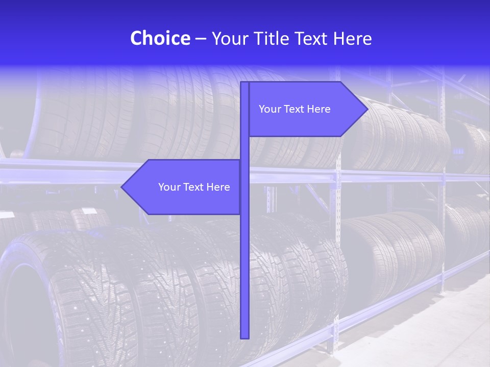 A Bunch Of Tires That Are On A Rack PowerPoint Template
