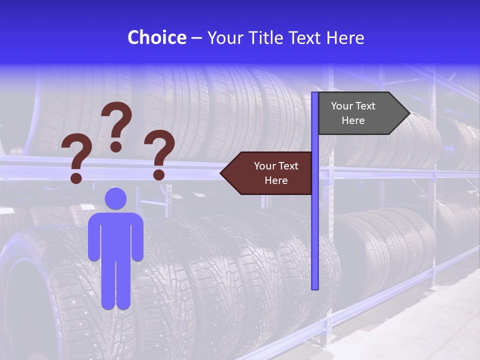 A Bunch Of Tires That Are On A Rack PowerPoint Template