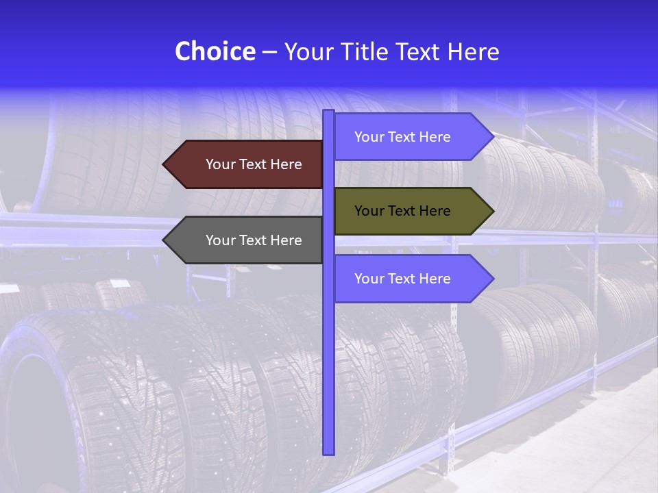 A Bunch Of Tires That Are On A Rack PowerPoint Template
