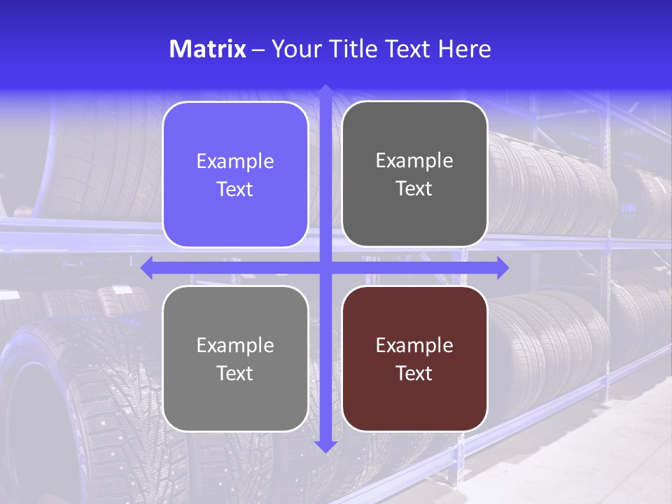 A Bunch Of Tires That Are On A Rack PowerPoint Template
