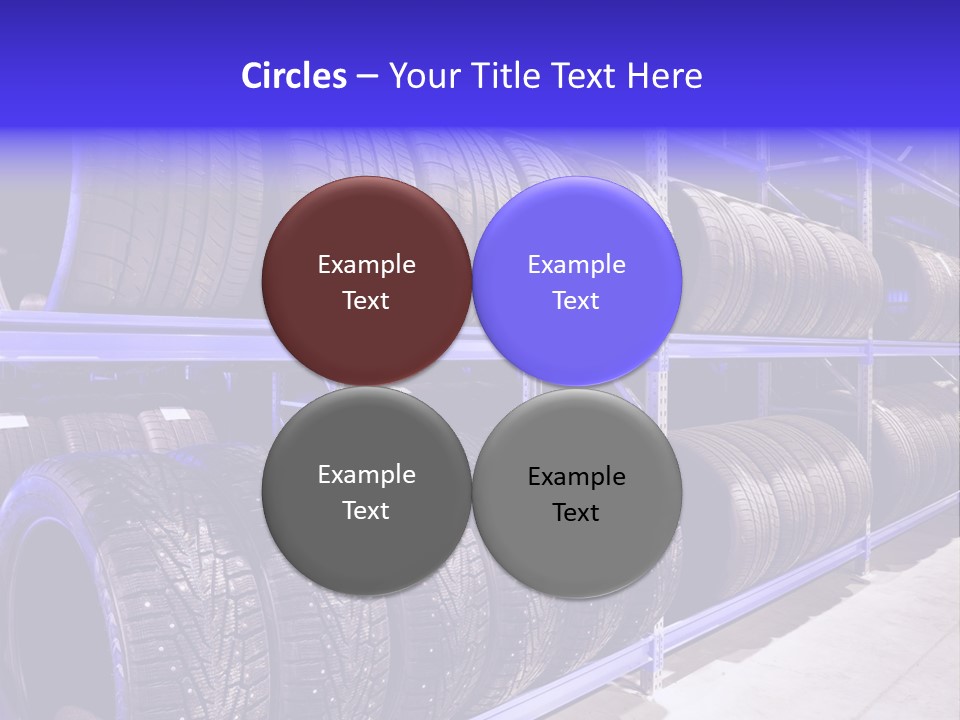 A Bunch Of Tires That Are On A Rack PowerPoint Template
