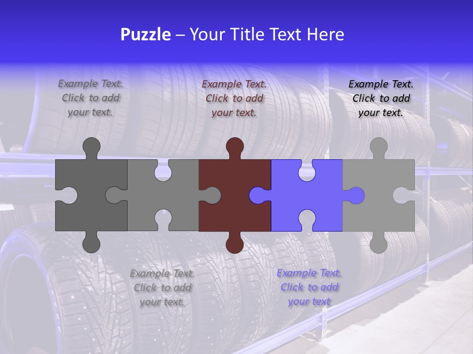 A Bunch Of Tires That Are On A Rack PowerPoint Template