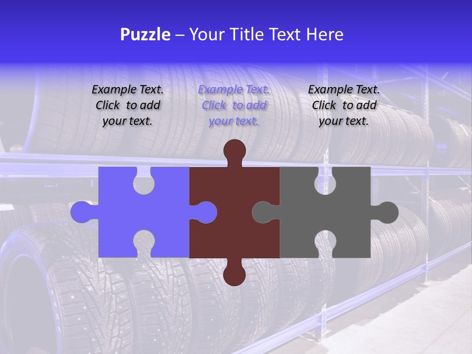 A Bunch Of Tires That Are On A Rack PowerPoint Template