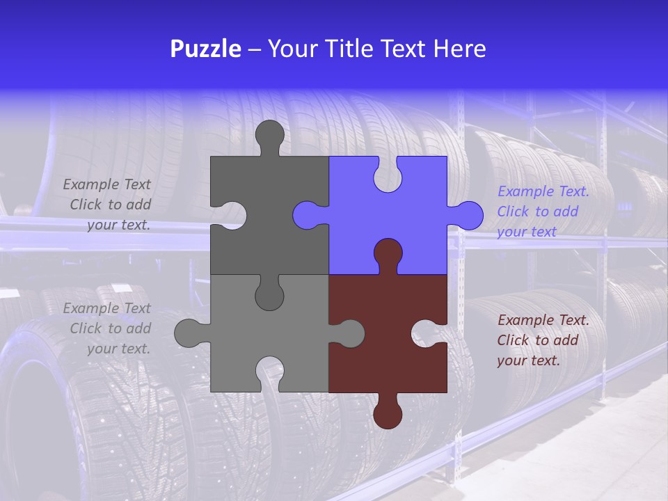 A Bunch Of Tires That Are On A Rack PowerPoint Template