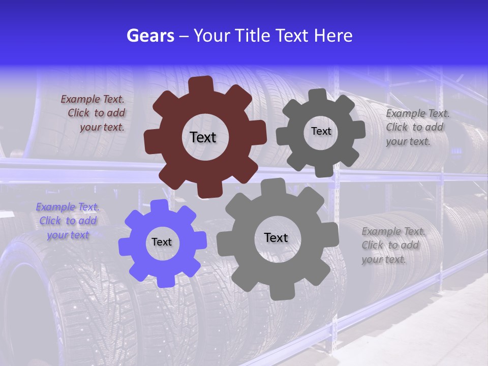 A Bunch Of Tires That Are On A Rack PowerPoint Template