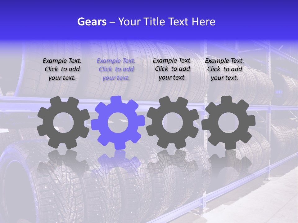 A Bunch Of Tires That Are On A Rack PowerPoint Template