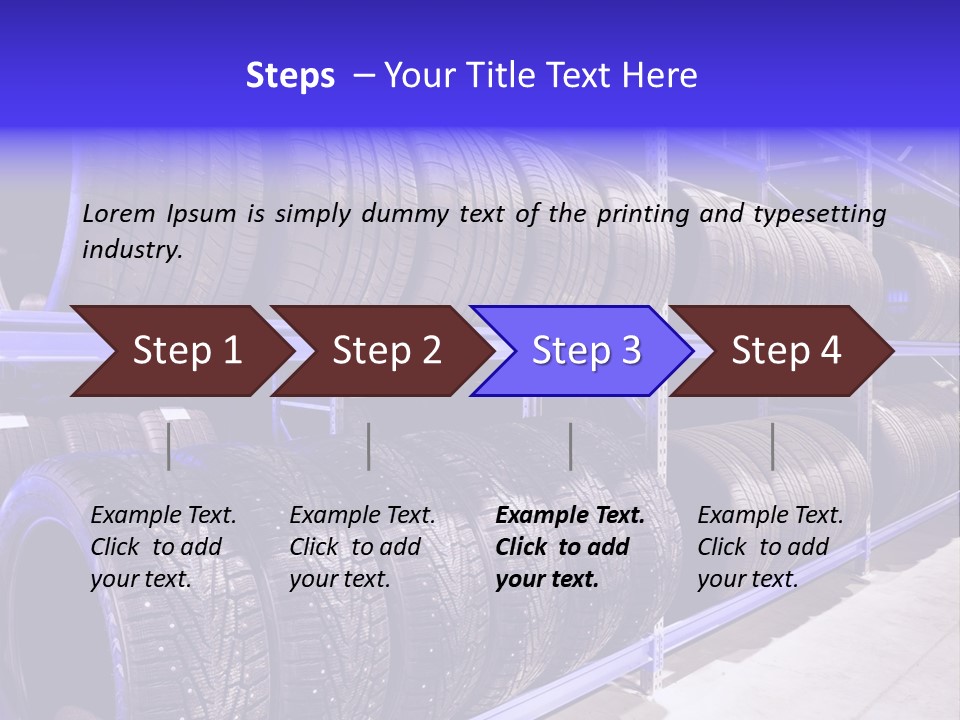 A Bunch Of Tires That Are On A Rack PowerPoint Template