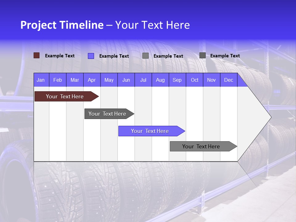 A Bunch Of Tires That Are On A Rack PowerPoint Template