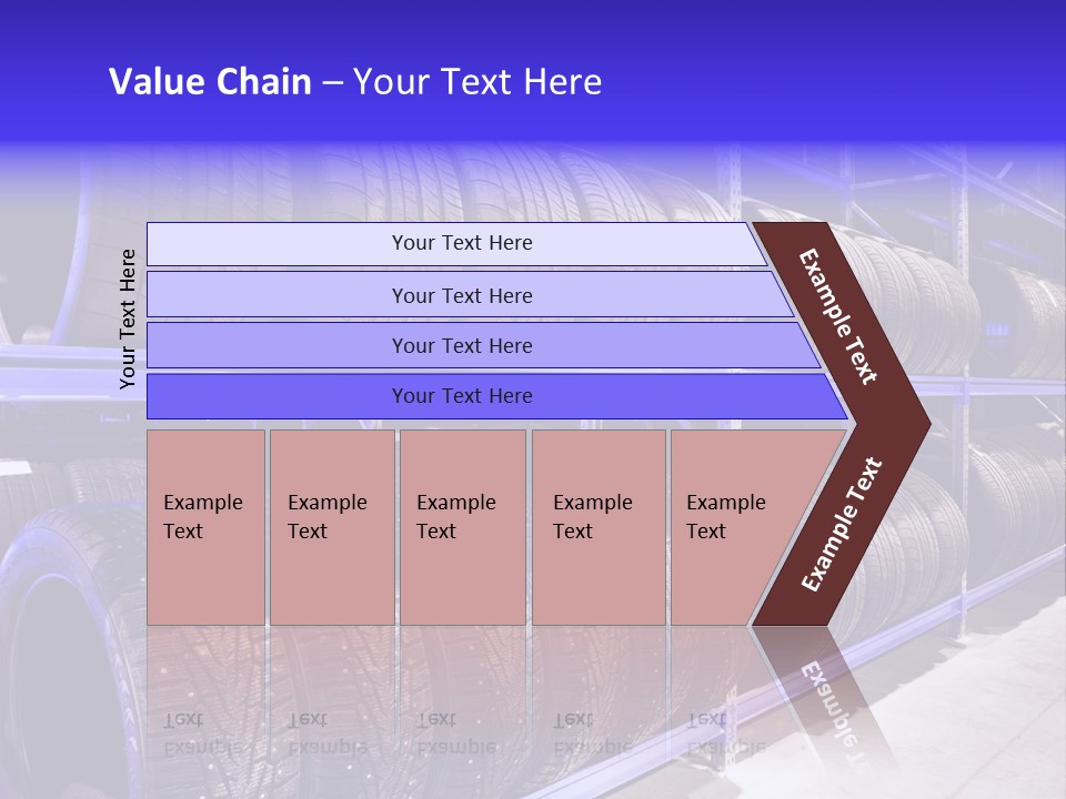 A Bunch Of Tires That Are On A Rack PowerPoint Template