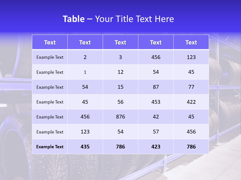 A Bunch Of Tires That Are On A Rack PowerPoint Template