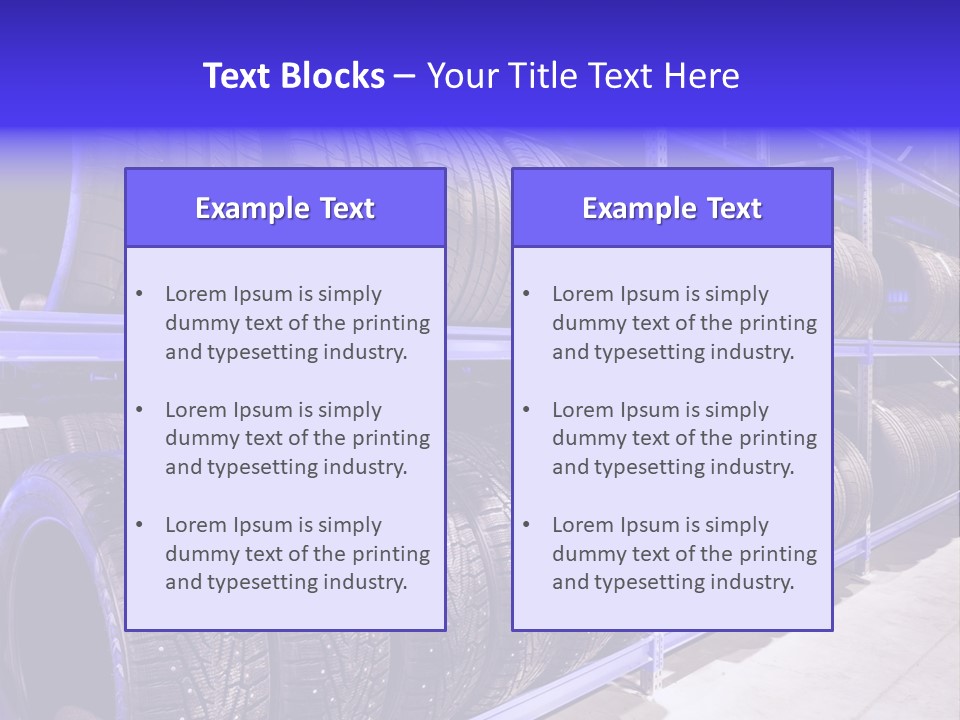 A Bunch Of Tires That Are On A Rack PowerPoint Template