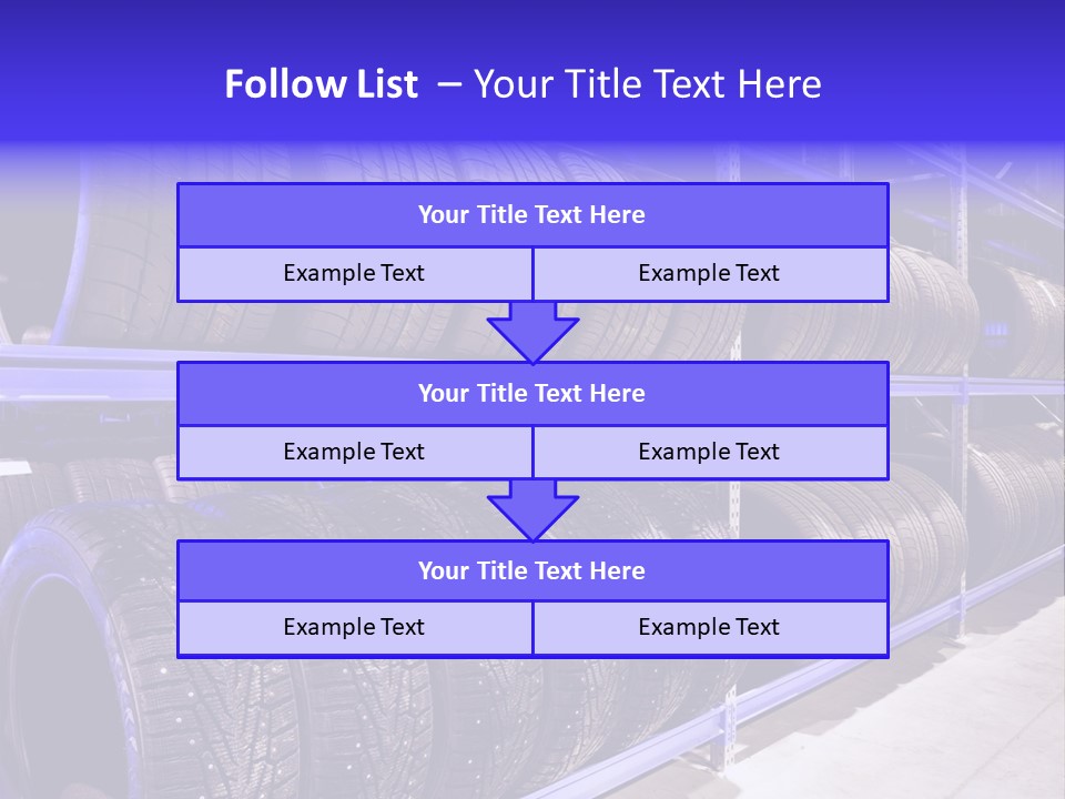 A Bunch Of Tires That Are On A Rack PowerPoint Template