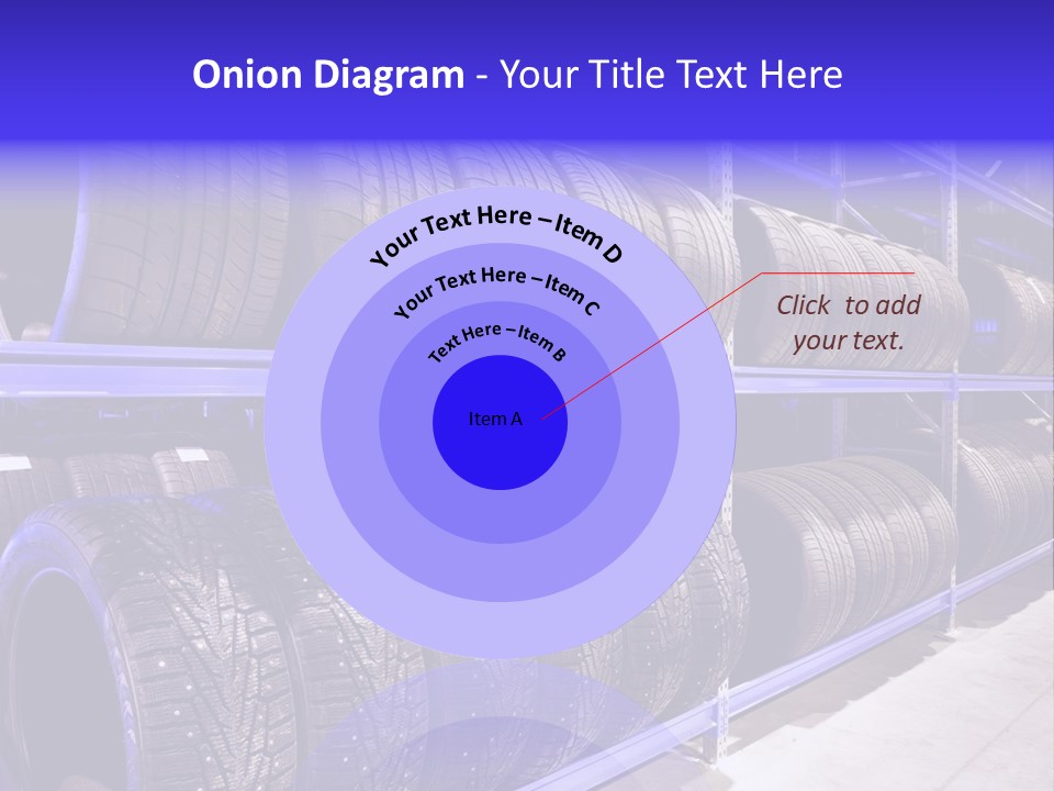 A Bunch Of Tires That Are On A Rack PowerPoint Template