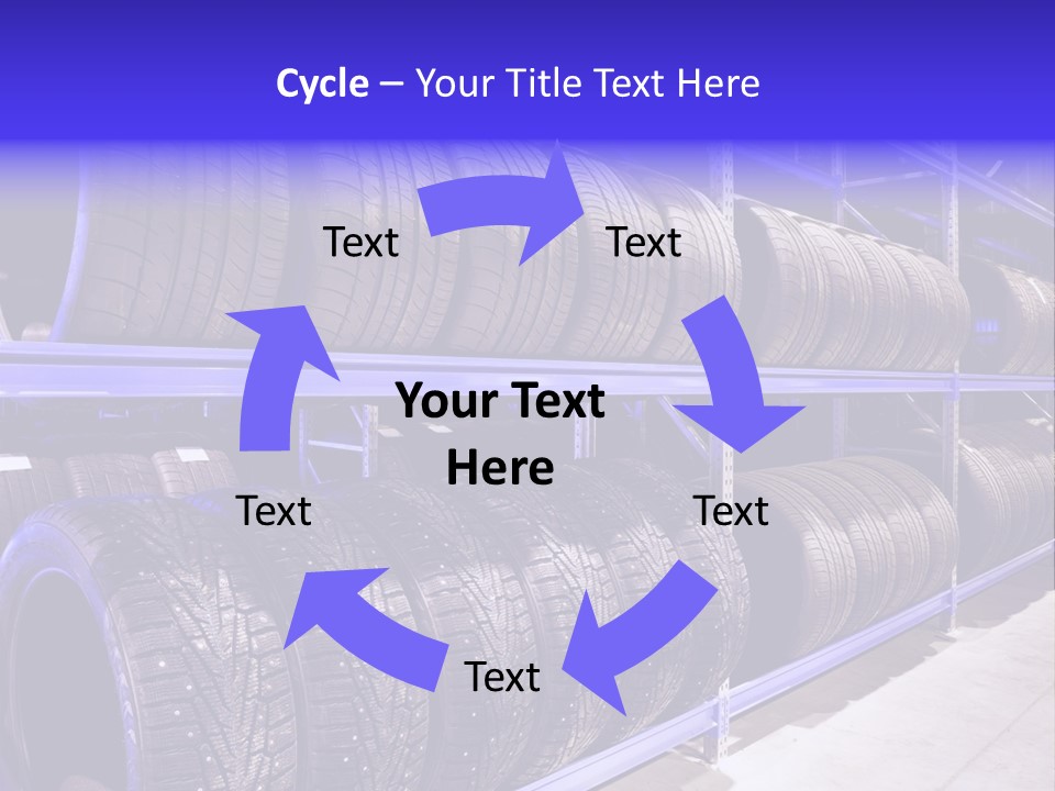 A Bunch Of Tires That Are On A Rack PowerPoint Template