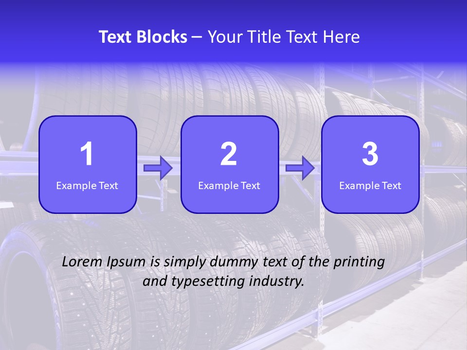 A Bunch Of Tires That Are On A Rack PowerPoint Template