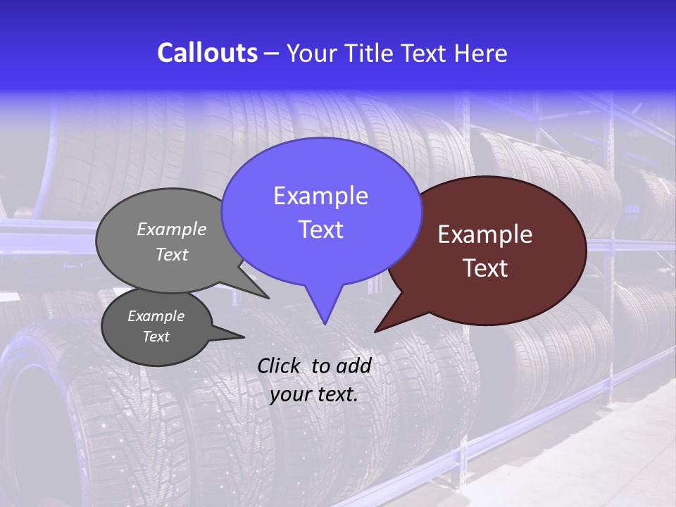 A Bunch Of Tires That Are On A Rack PowerPoint Template