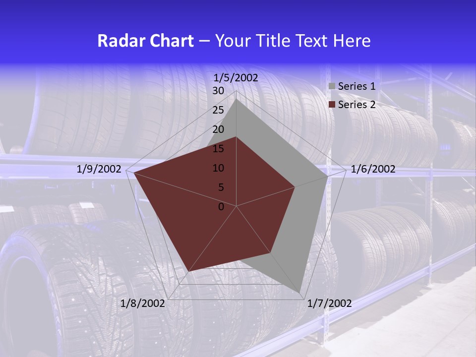 A Bunch Of Tires That Are On A Rack PowerPoint Template