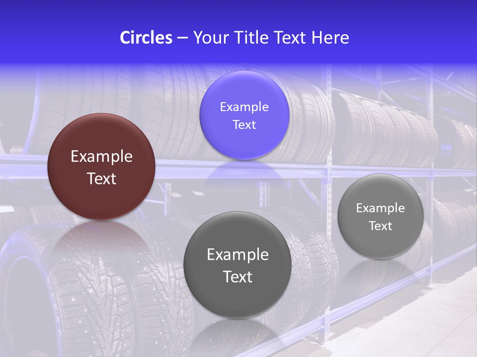 A Bunch Of Tires That Are On A Rack PowerPoint Template