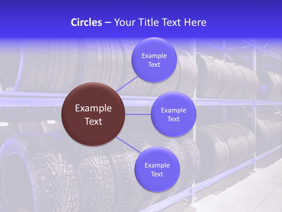 A Bunch Of Tires That Are On A Rack PowerPoint Template