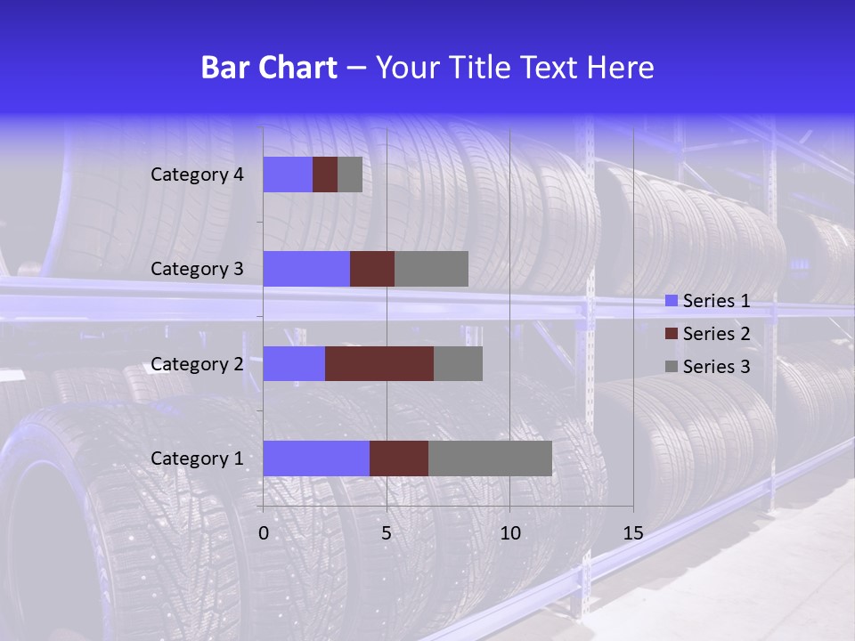 A Bunch Of Tires That Are On A Rack PowerPoint Template