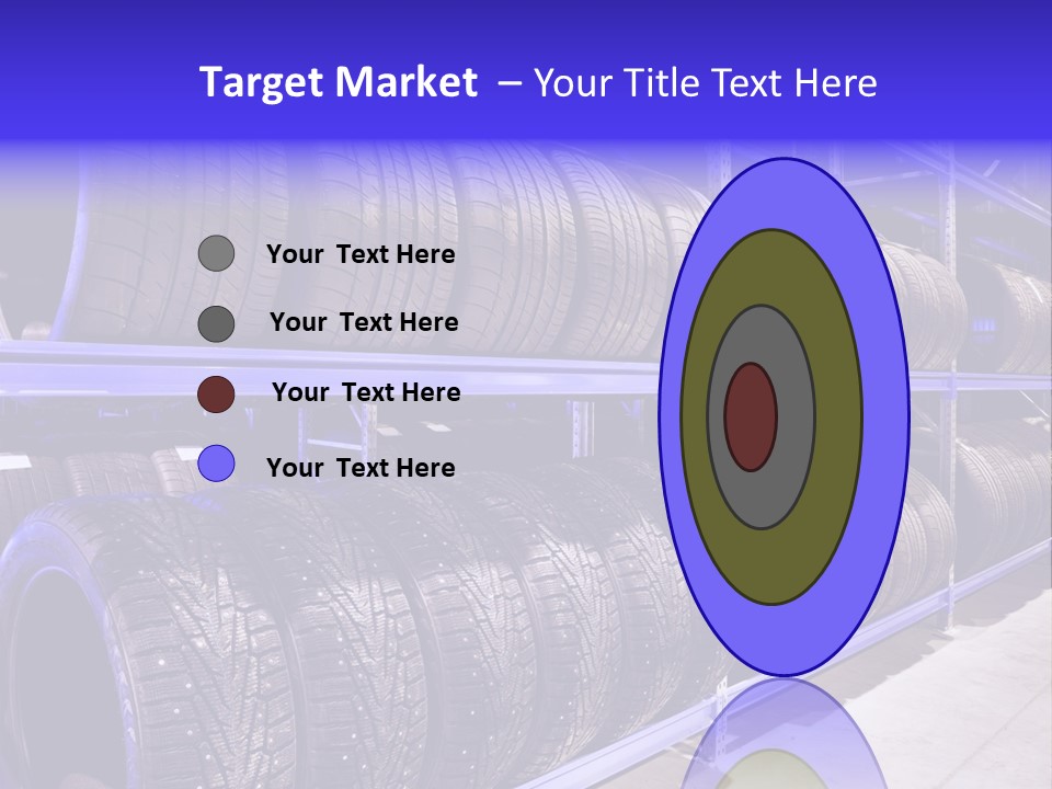 A Bunch Of Tires That Are On A Rack PowerPoint Template