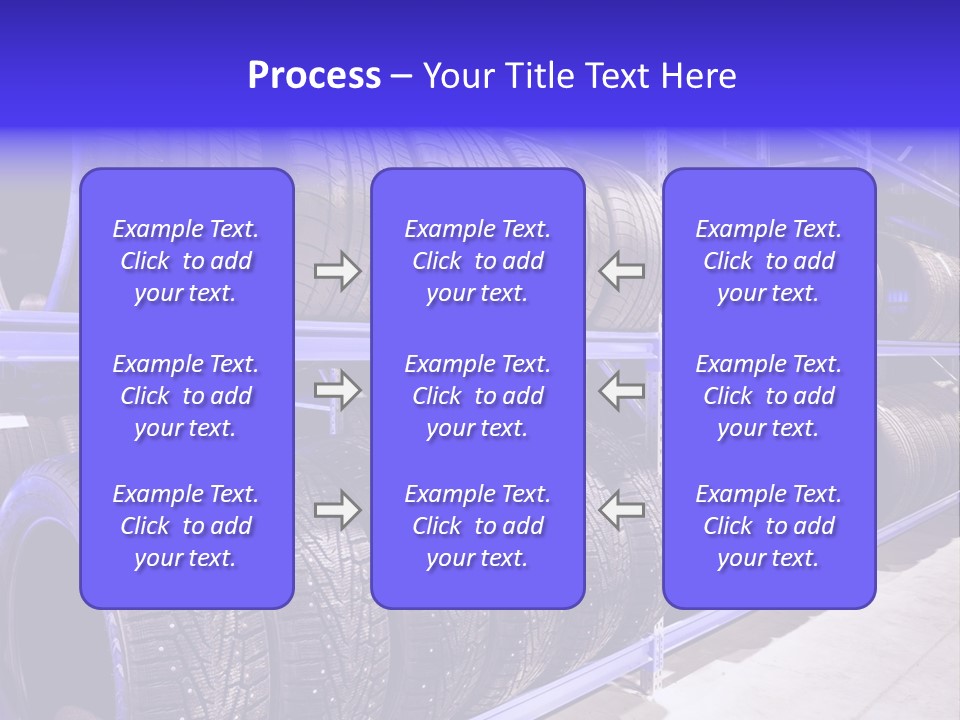 A Bunch Of Tires That Are On A Rack PowerPoint Template