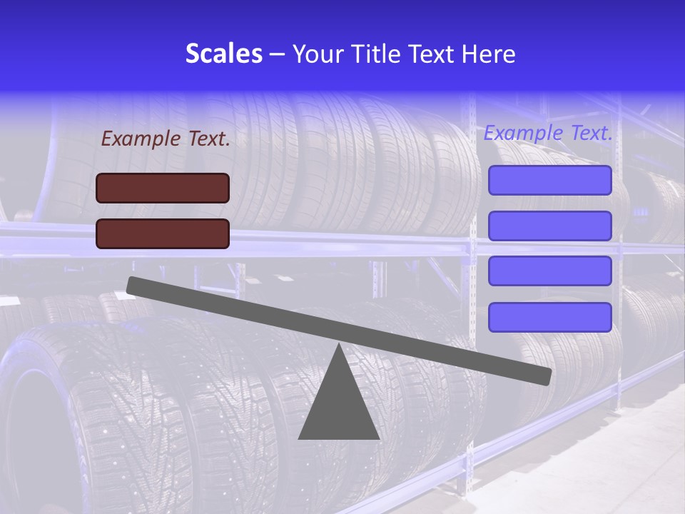 A Bunch Of Tires That Are On A Rack PowerPoint Template