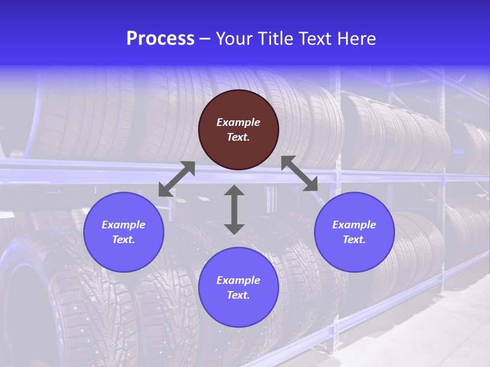 A Bunch Of Tires That Are On A Rack PowerPoint Template