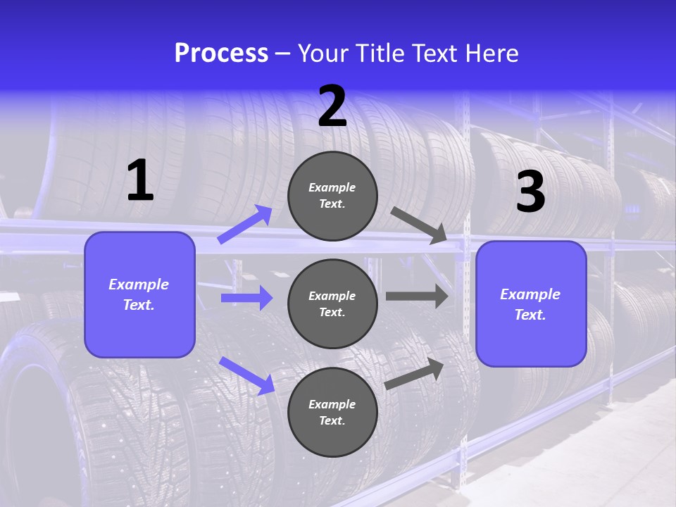 A Bunch Of Tires That Are On A Rack PowerPoint Template