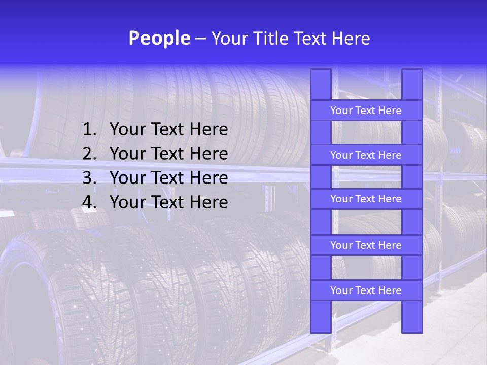 A Bunch Of Tires That Are On A Rack PowerPoint Template