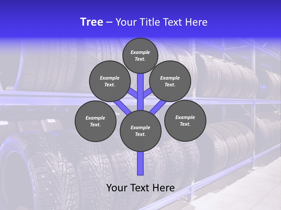 A Bunch Of Tires That Are On A Rack PowerPoint Template