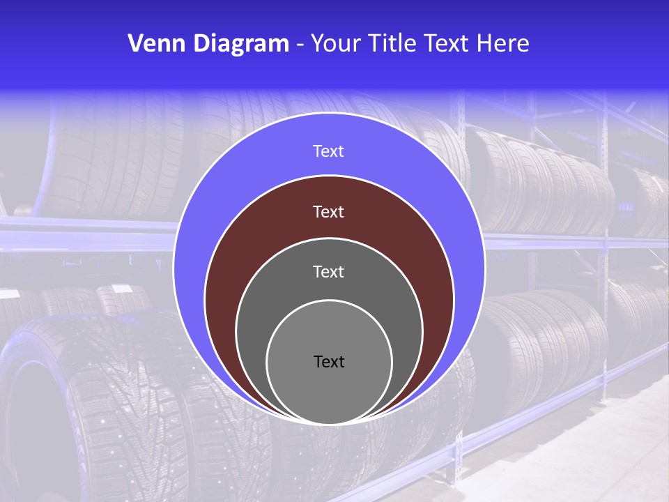 A Bunch Of Tires That Are On A Rack PowerPoint Template