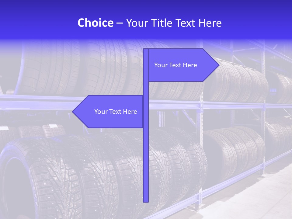 A Bunch Of Tires That Are On A Rack PowerPoint Template