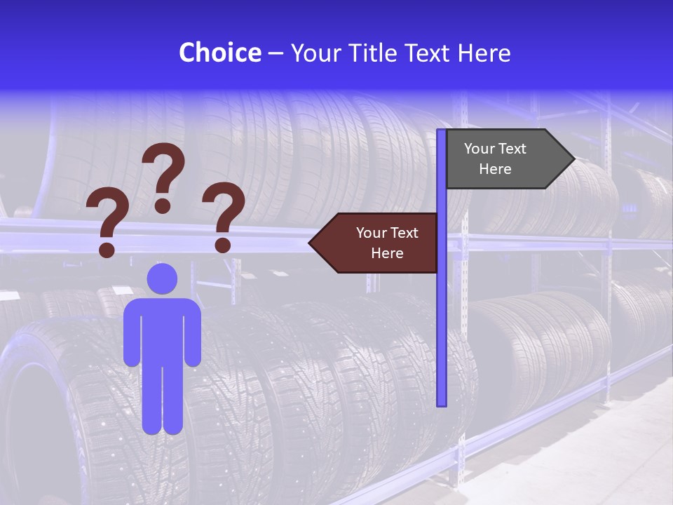A Bunch Of Tires That Are On A Rack PowerPoint Template