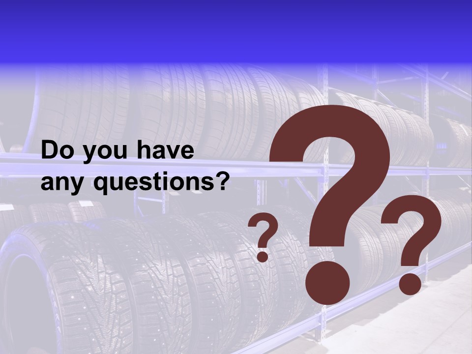A Bunch Of Tires That Are On A Rack PowerPoint Template